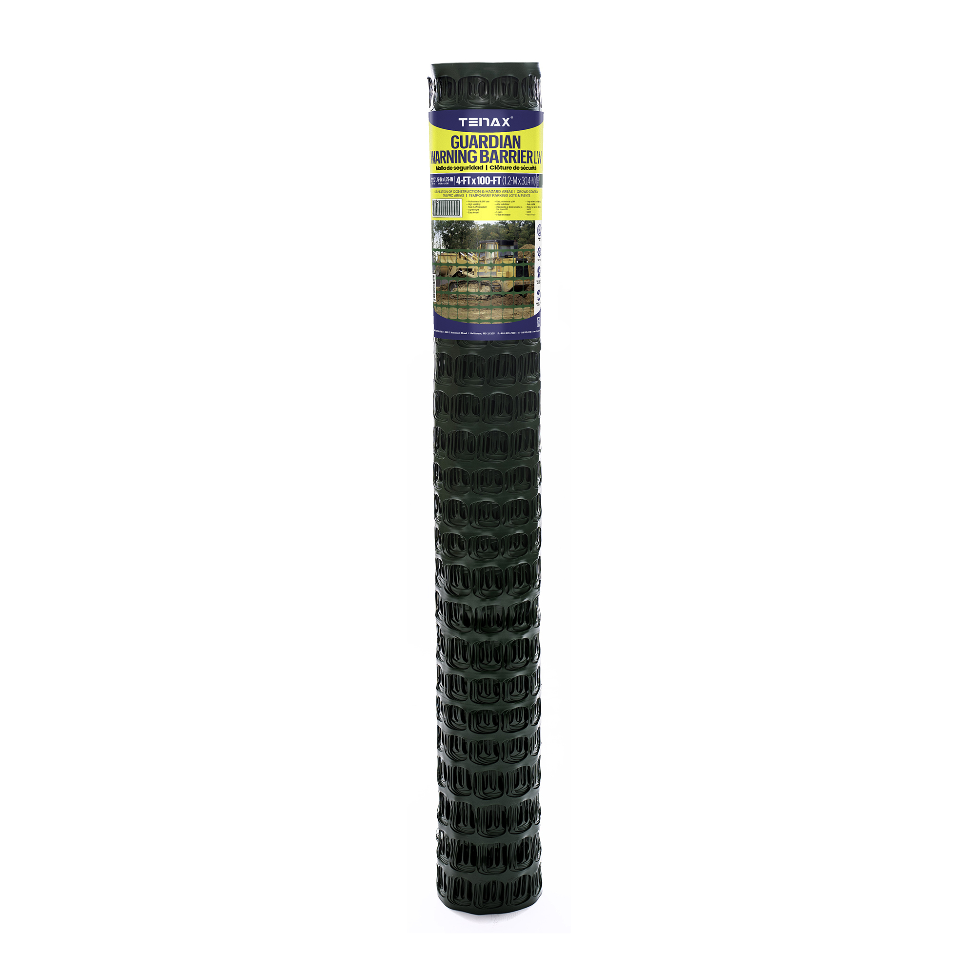 Tenax Guardian Lightweight Safety Fence — 4ft. x 100ft., High-Density Polyethylene, Green, Model# 2A250088